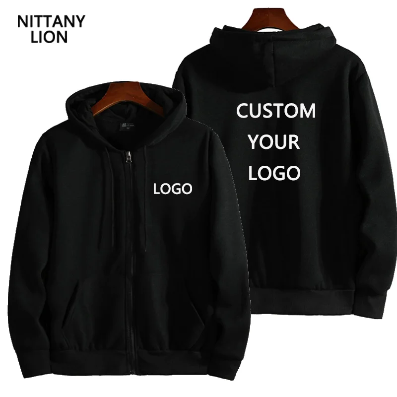 Custom Logo Men's and Women's Zipper Sweatshirt 2021 Jacket Coat Hooded Sweatshirt Long-Sleeved Pullover Solid Color Tops