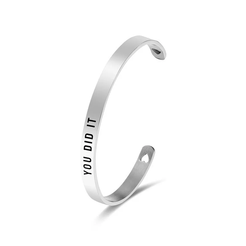 

CR-66 Directly supply outer lettering and lettering: YOU DID IT 6mm flat titanium steel bracelet jewelry gift