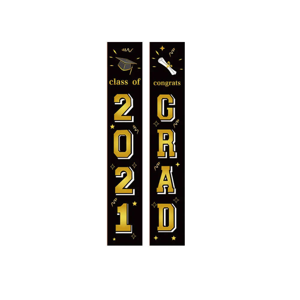 

1 Pair of Grad Couplets 2021 Graduation Door Curtains Banner Adornment Props