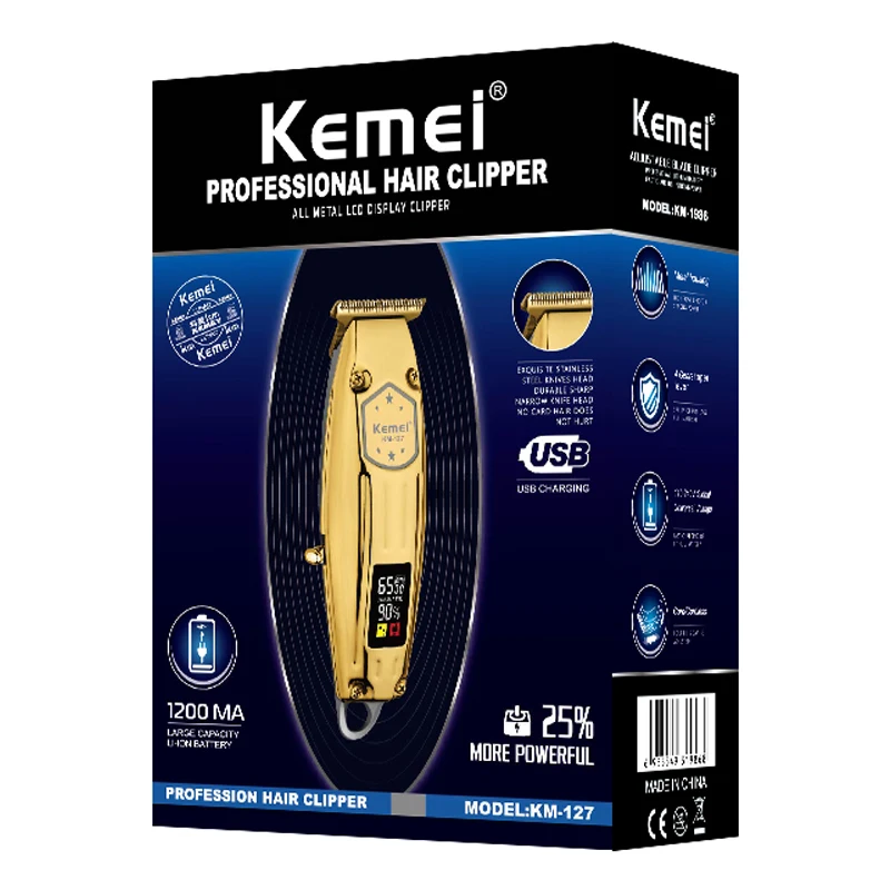 

110v-240V professional hair trimmer all metal rechargeable men electric clipper hair cutting machine LCD digital display haircut