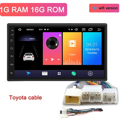 Toyota cable wifi Android 9,0 2 Din Автомобильный Радио Мультимедиа Видео плеер Универсальный Авто Стерео gps для мазида Лада Ниссан Хундай Киа тоята CR-V - Цвет: Toyota cable wifi