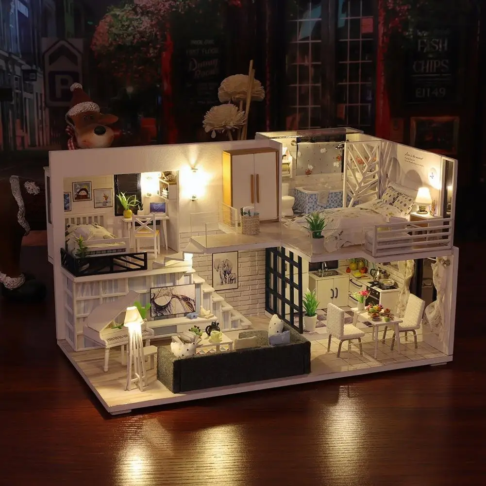 

Diy Mini House Kit Wooden Houses Miniature House Furniture Kit Handmade Miniature House Toys For Children S2u2