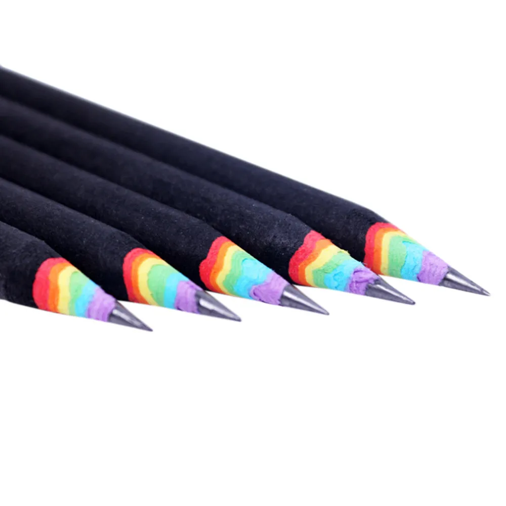 

1pcs Pencil Hb Rainbow Color Pencil Stationery Items Drawing Supplies Cute Pencils For School Bass Wood Office School Cut#30