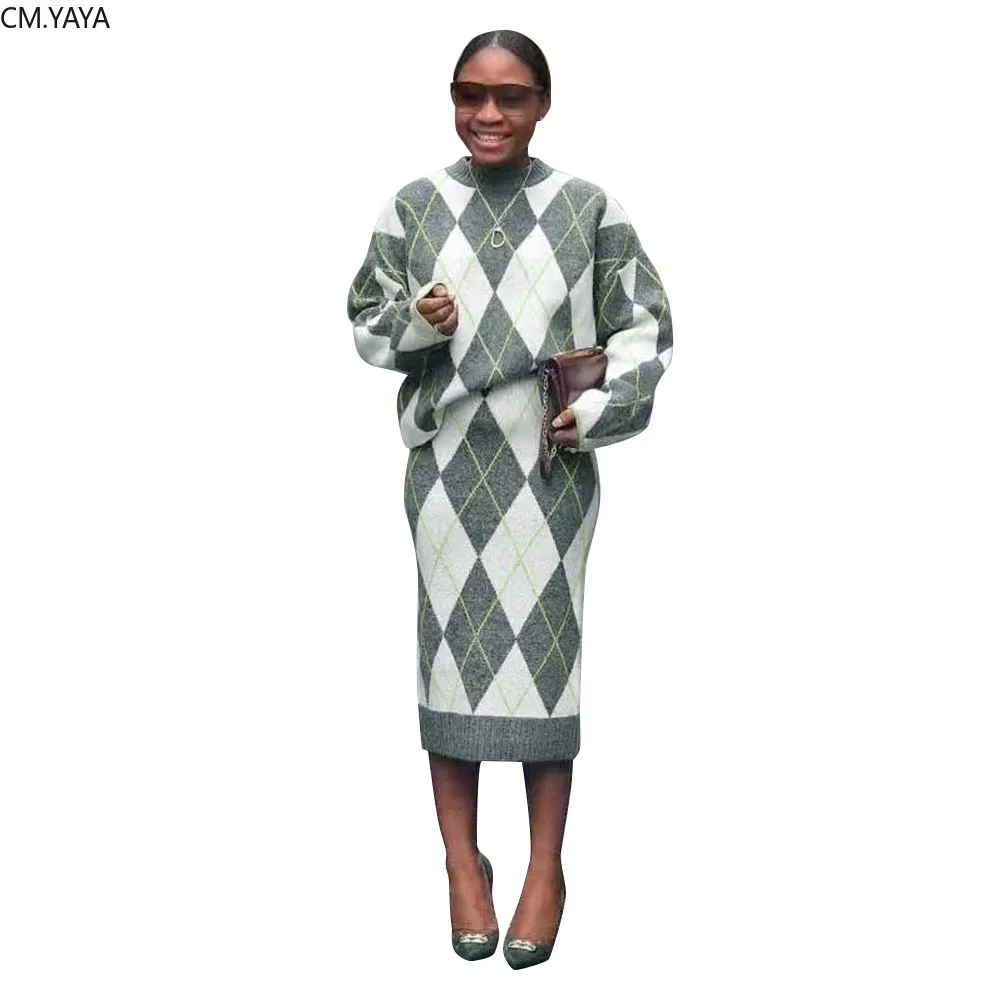 Зимние Для женщин комплект длинный рукав клетчатый принт спортивный костюм топ и