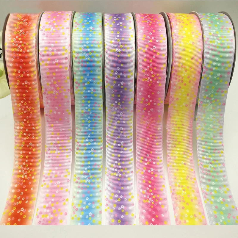 

5yards/lot 38mm Lovely Floral Print Grosgrain Satin Christmas Ribbon for DIY Bow Craft Card Gifts Box Wrapping Supplies