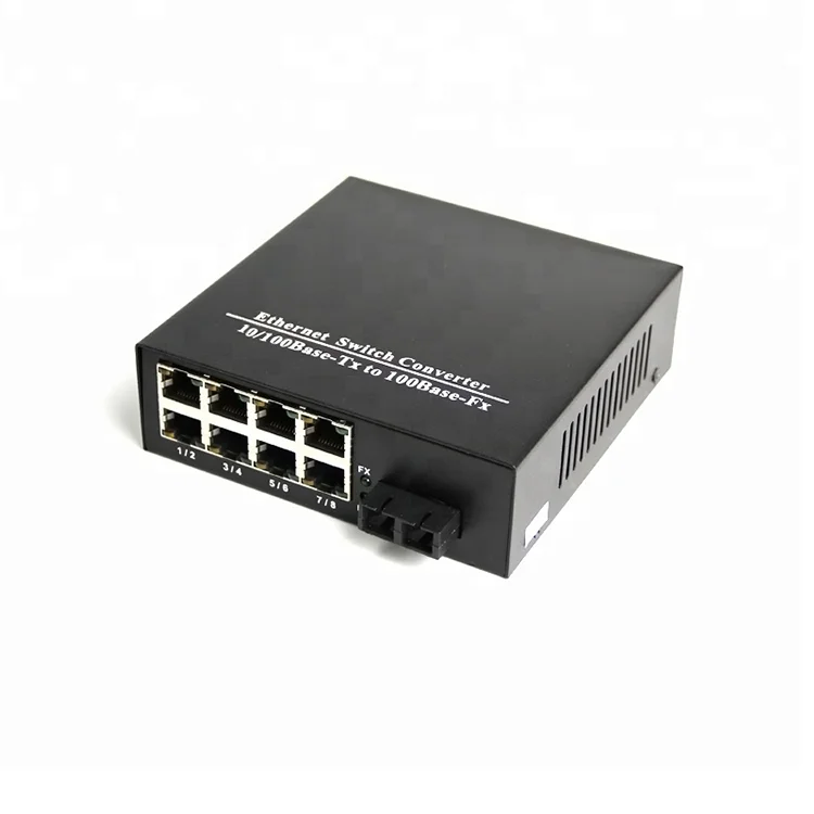 20-километровый одномодовый двухволоконный 8-портовый 100 Мбит/с RJ45 Ethernet оптический медиа-конвертер с разъемом SC от AliExpress RU&CIS NEW