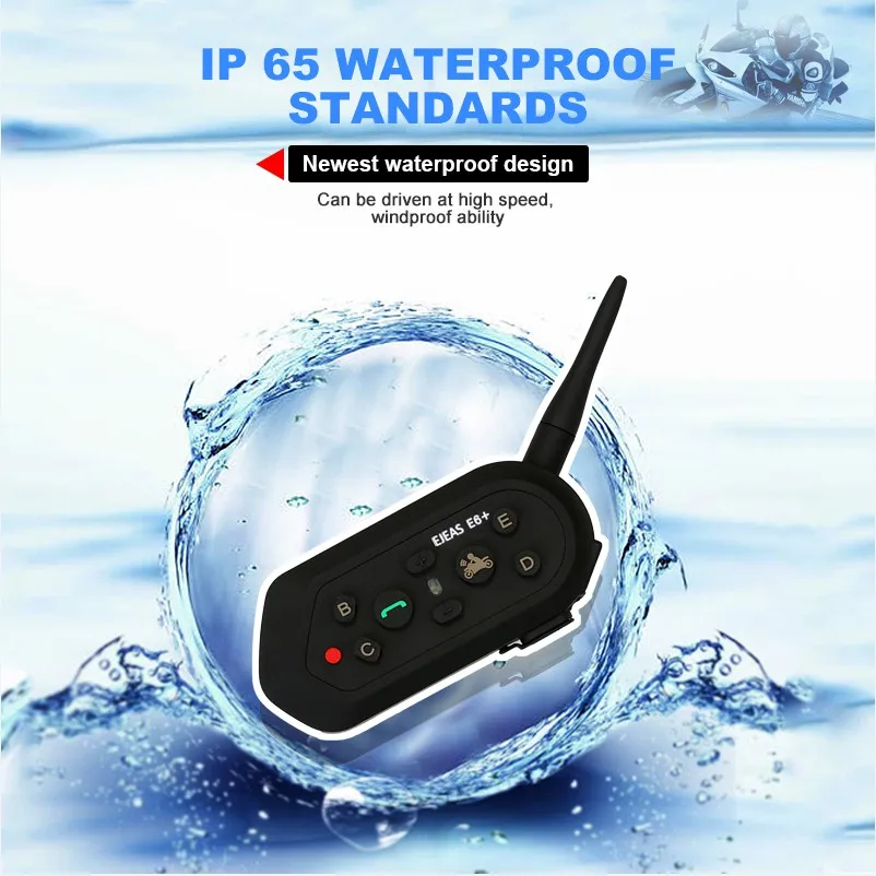 

E6plus Outdoor 6 Rider Full Duplex Wireless Intercom Headphone Waterproof Motorcycle Helmet Bluetooth Headset