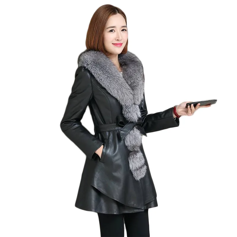 

Кожаное пальто доступно в черном и красном цвете M-4XL плюс Размеры с ватной подкладкой куртка 2020 на осень-зиму модное толстое теплое с меховы...