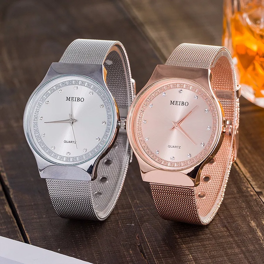 

NO.2 Brand Fashion Women Rose Gold Rhinestone Crystal Quartz Watches Ladies Stainless Steel Watches Clock Relogio Feminino