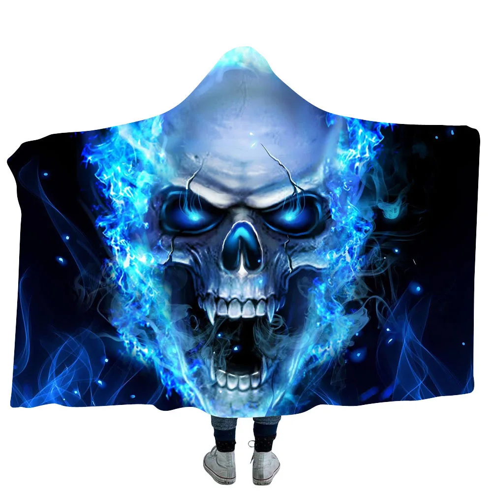 

Darkness Hooded Blanket Air Conditioner Cover Blanket Velvet Plush Sofa bed School Travel Bedding Throw Blanket In Cap Warm