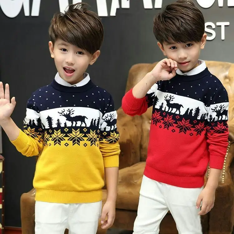Новые детские свитера для мальчиков и девочек милый Рождественский пуловер с