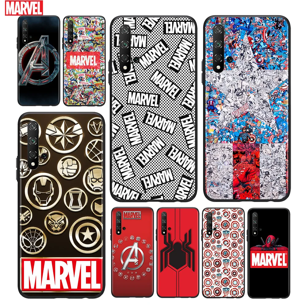 

Marvel Logo Fashion For Huawei Honor 10 20 30 10i 20i 30i 10X V20 V30 20S 30S 30i X10 Pro Lite Black Silicone Soft Phone Case