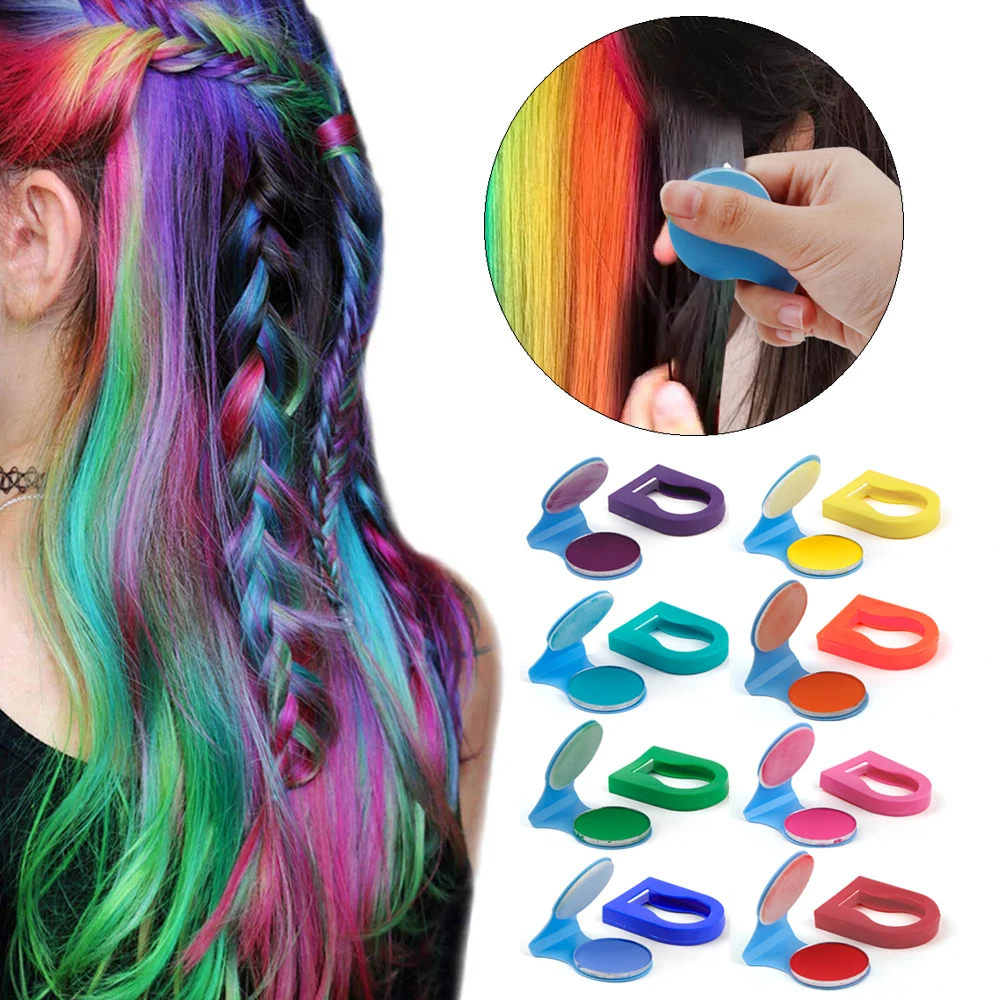 Набор цветных мелков для волос 8 цветов временная моющаяся Женская пастель