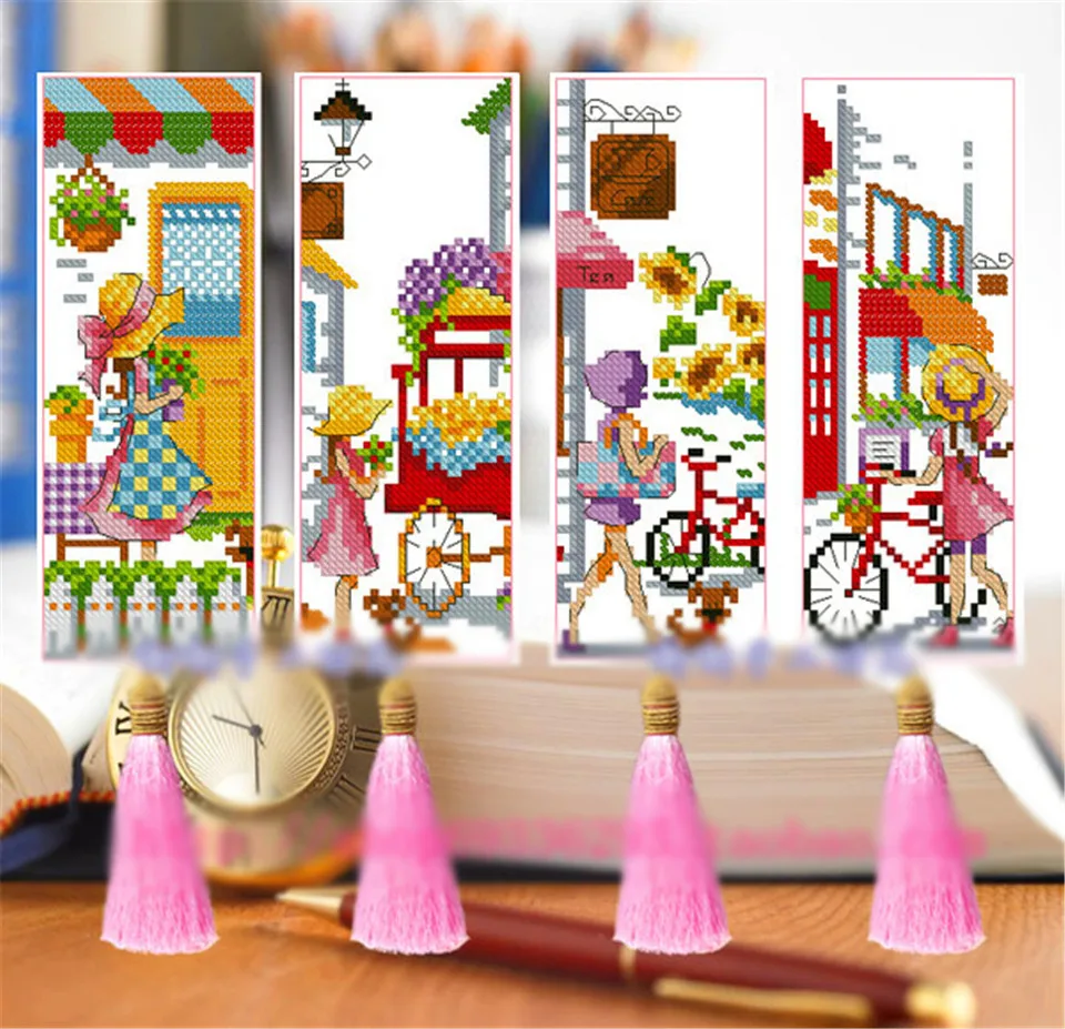

018 DIY Cross Stitch Bookmark Christmas Plastic Fabric Needlework Embroidery Crafts Counted Cross-Stitching Kit