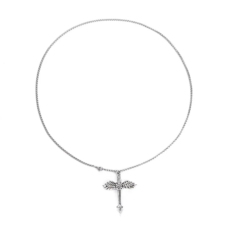 

Geometric Pendant Necklace For Women Stainless Steel Silver Chain Chokers Smiley Cross Pattern 2021 Female Jewelry Gift Trend