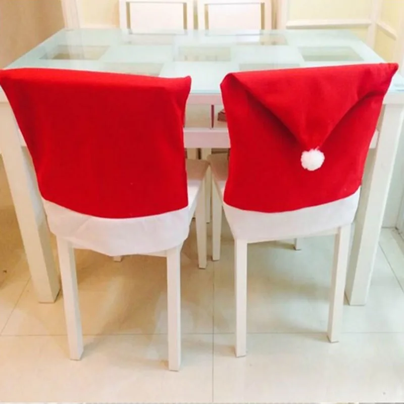 

1pc Christmas Chair Cover Dinner Table Red Santa Claus Hat Chair Back Cover 2022 Christmas Decoration Home Party Decor Supplies