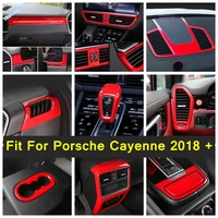 red style interior parts for porsche cayenne 2018 2022 window switch head light adjust ac vent cup holder cover trim abs