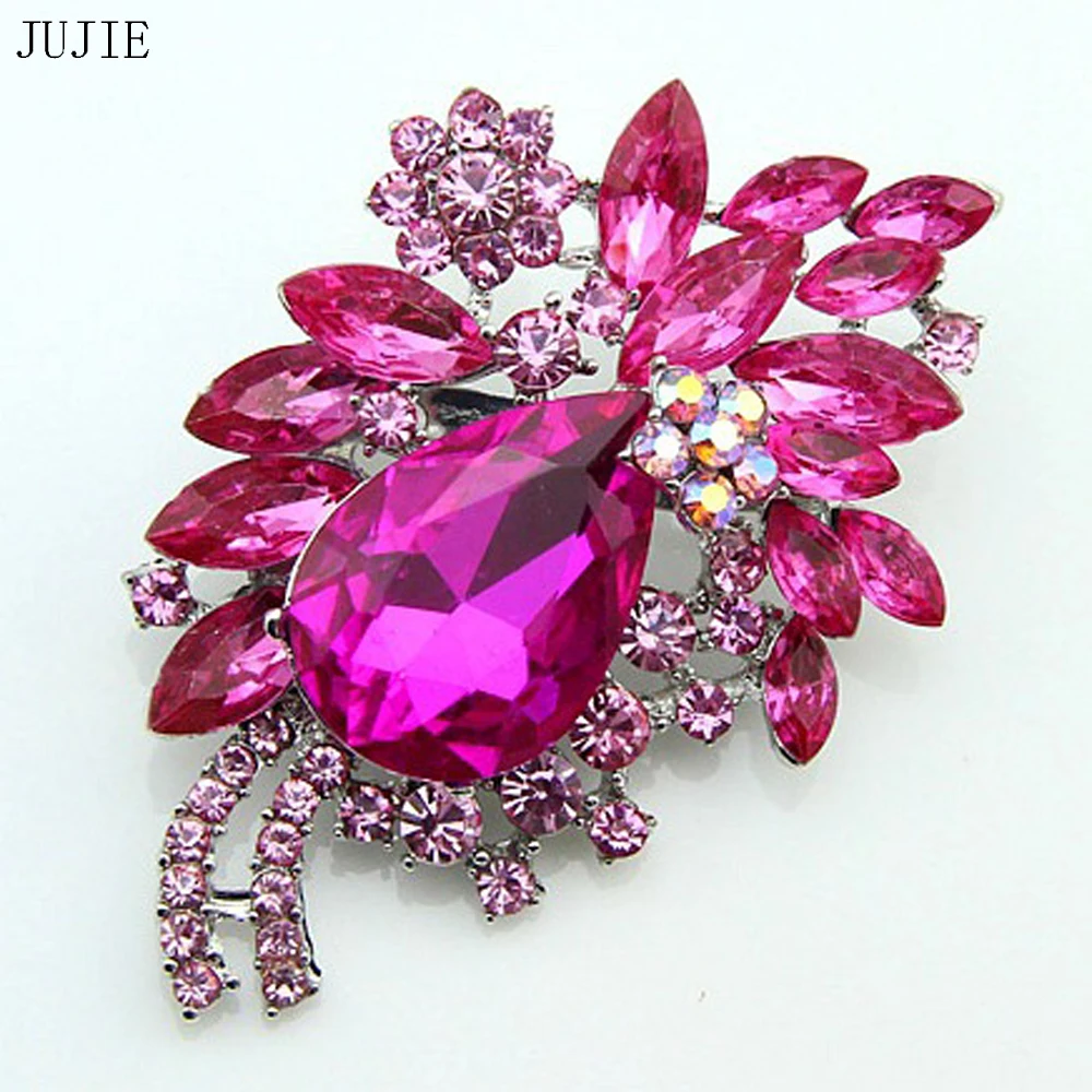 

JUJIE Classic Crystal Flower Brooches For Women 2021 Fashion Plant Brooch Pin Wedding Bouquets Jewelry Wholesale/Dropshipping