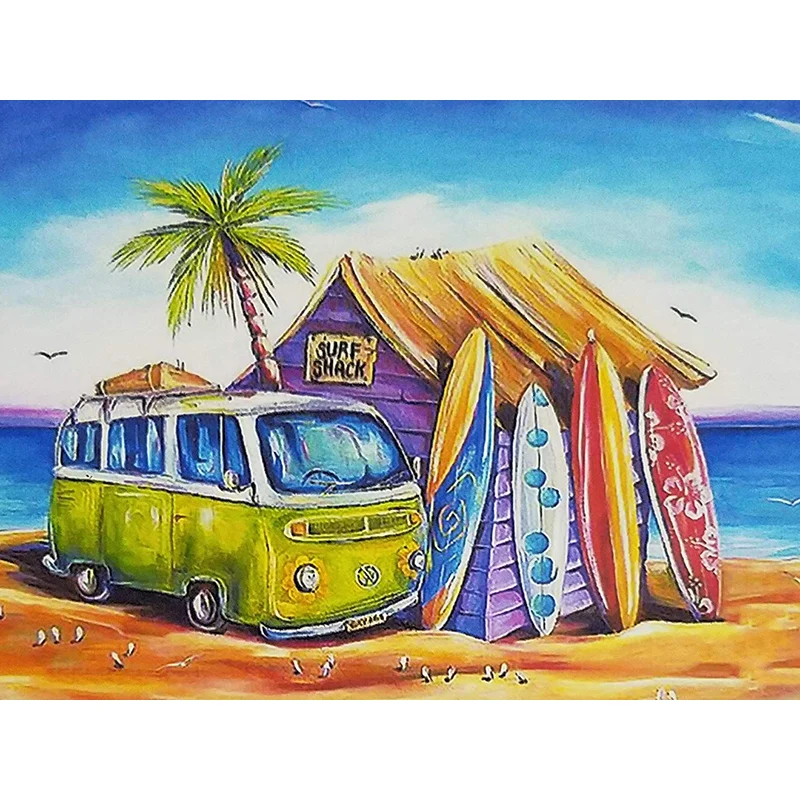 Полноразмерная 5D картина из страз сделай сам вышивка крестиком Lsland Bus 3D Алмазная