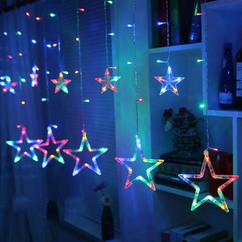

Wedding Decoration EU/US Plug 2.5M LED Moon Star Lamp Fairy Curtain Light Christmas Ornament Garland String Lights for New Year