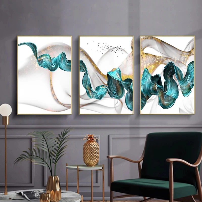 Green Drifting Flying Abstract Wall Art Pictures Canvas Paintings Poster Print Living Room Decoration | Дом и сад