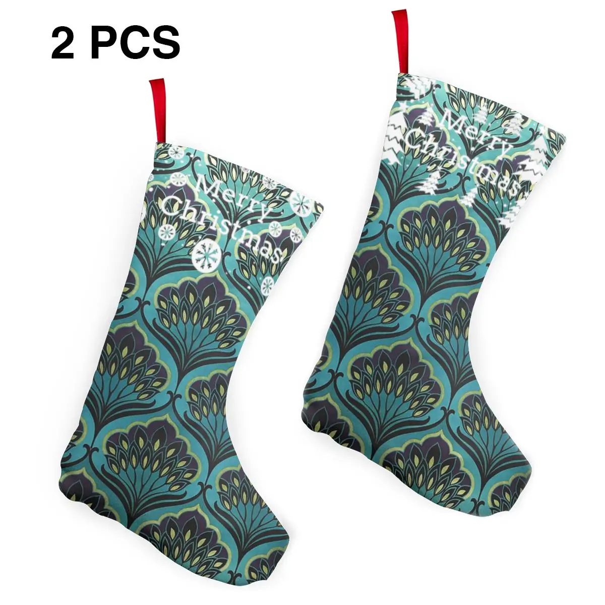 

Blue Art Turquoise Pattern Personalized Christmas Stockings Home Decorations Gifts for Family
