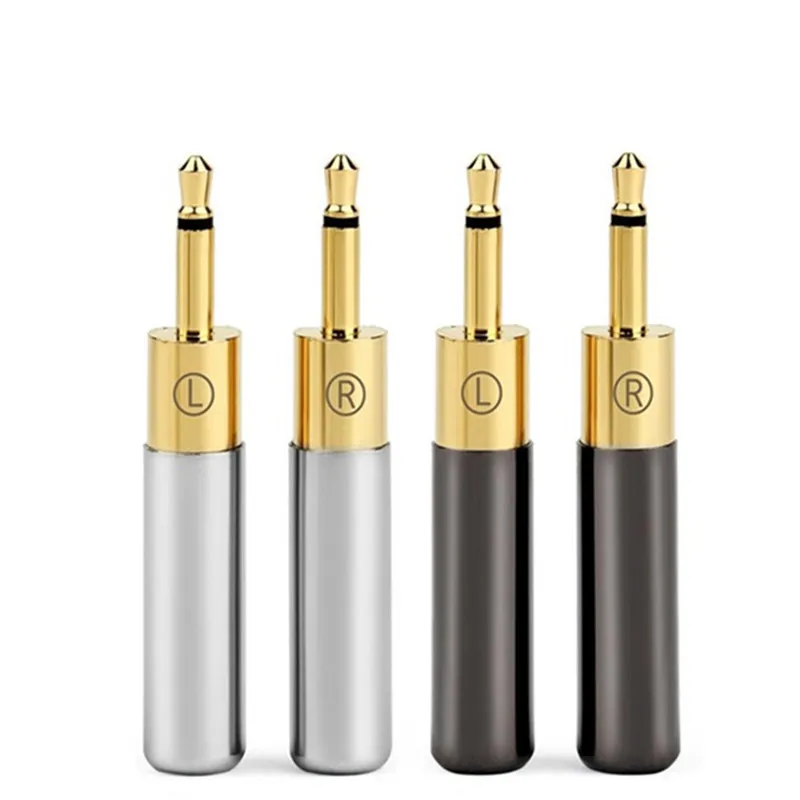 

5Pair Hifi 2.5mm Jack 3/32" Headphone Plug Mono Male Audio Adapter Gold Plated For Soldering HD700 HE400i Earphones Black Silver