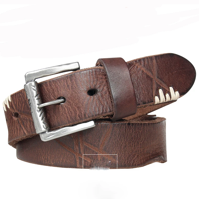 MVA Men's Leather Belt for Jeans High Quality Belt with Buckle Fashion Pin Buckle Belts for Men Cowskin Waistband Belts 557