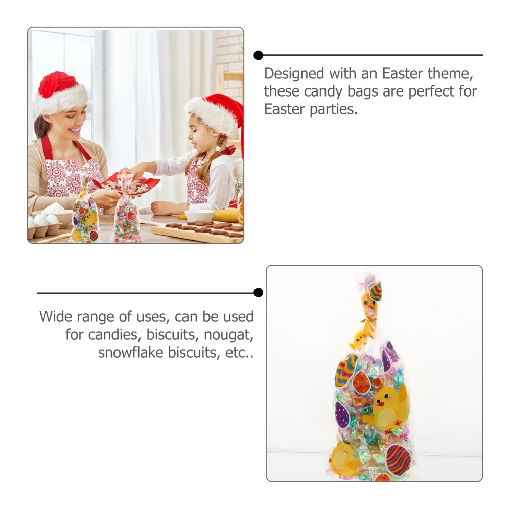 

400pcs Easter Packaging Bag Storage Pouch Candy Treat Bag with Ties
