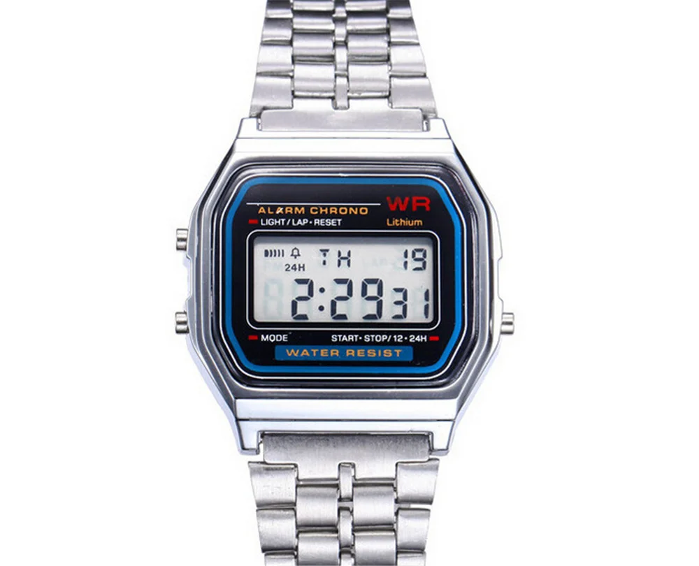 

Светодиодные Металлические противоударные спортивные часы для мужчин и женщин, электронные часы с цифровым дисплеем в ретро стиле, мужские...