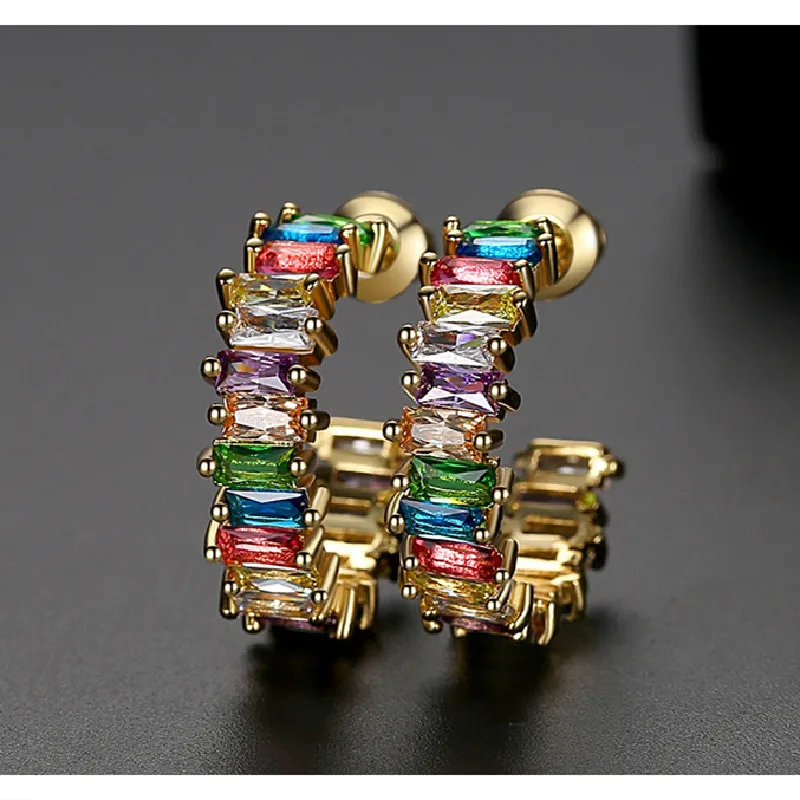 

2020 новые позолоченные серьги из чистой меди высокого качества с цирконием ААА, модные дикие милые цветные женские серьги, подарочные украше...