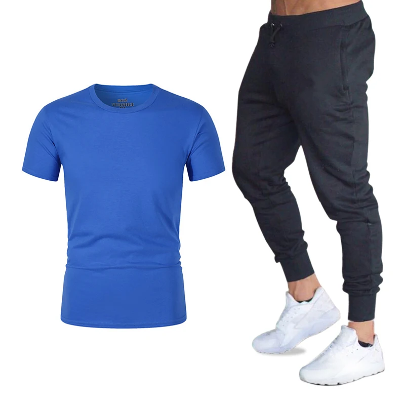 

Men's Casual Men'Sportswear Summer Men's Suit Two-Piece T-Shirt Brand Track Suit Men's Sportswear Sports Suit S-2X