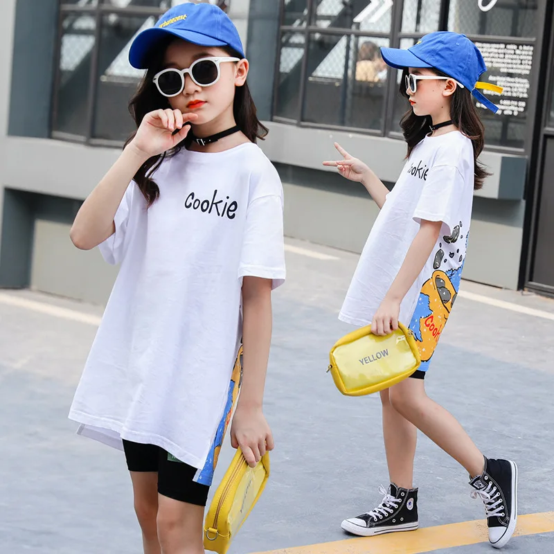 Футболка для девочек футболки с рисунком граффити топы короткими Рукавами