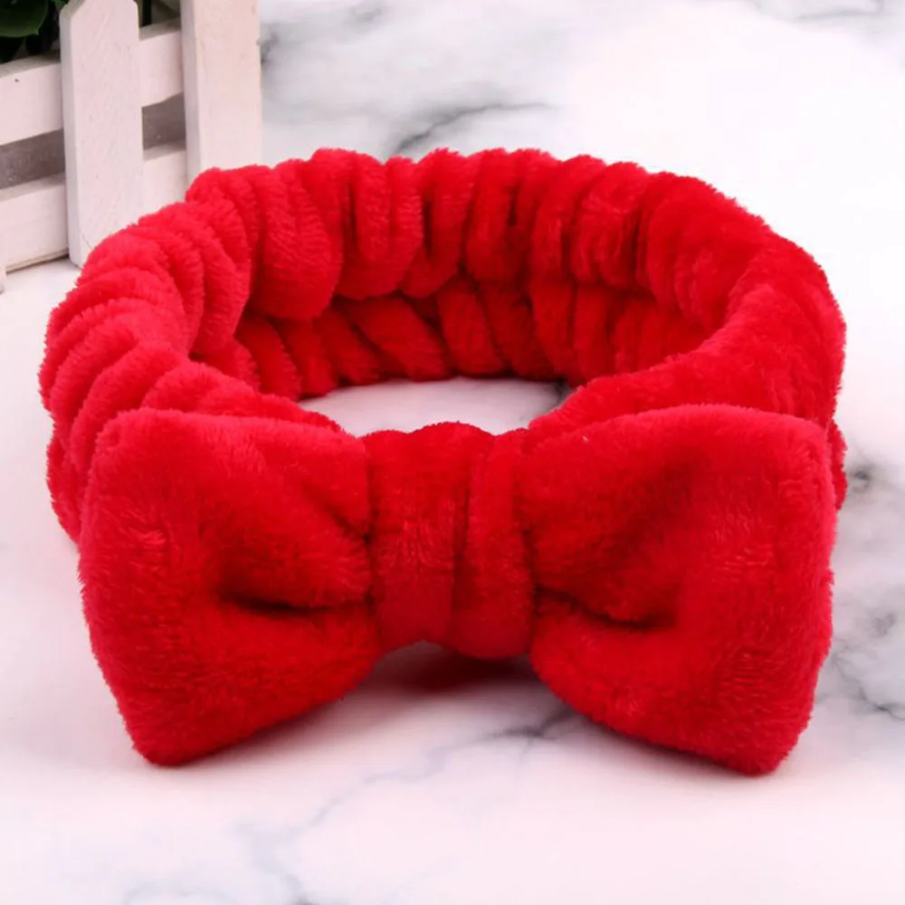 Red Новая буква OMG коралловый флис мягкий бантик ободок мыть лицо ободок Девушки Женщины держатель тюрбан повязки для волос аксессуары для волос - Цвет: Red