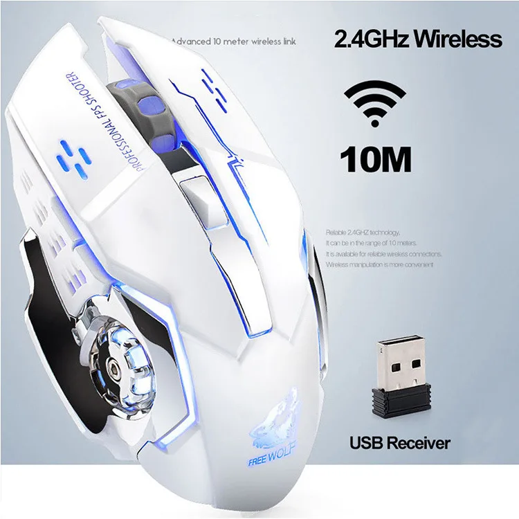 

Мышь игровая беспроводная, 2400 DPI, 6 цветов, с подсветкой
