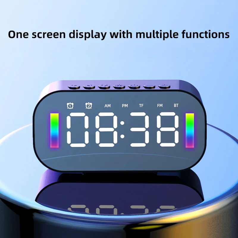 

Bluetooth speaker radio clock speaker alarm clock mirror audio card display speaker