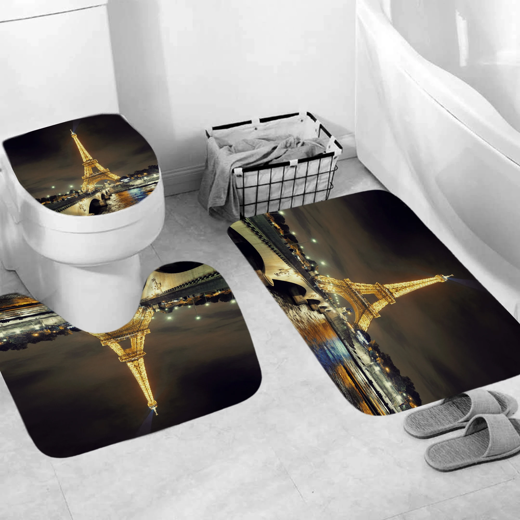 3D занавеска для душа с изображением Эйфелевой башни Парижского ландшафта