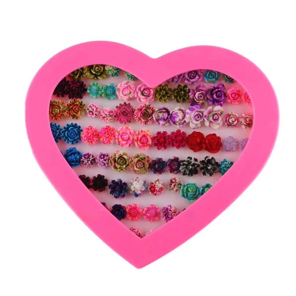 36 пар милые модные серьги-гвоздики из смолы с цветком и эмалью стильный