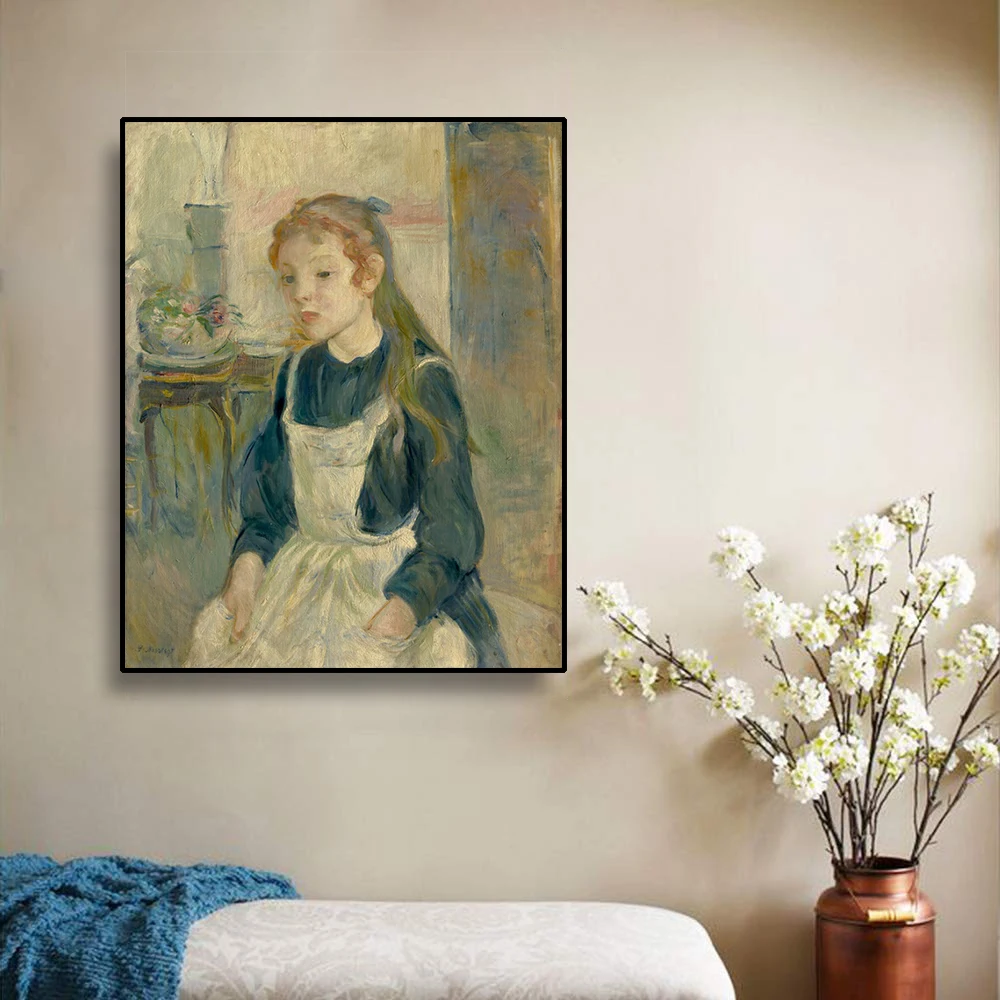 

Cassisy Canvas Art Oil Painting Berthe Morisot《Young Girl With An Apron》Artwork Picture Art Poster Modern Home Decoration