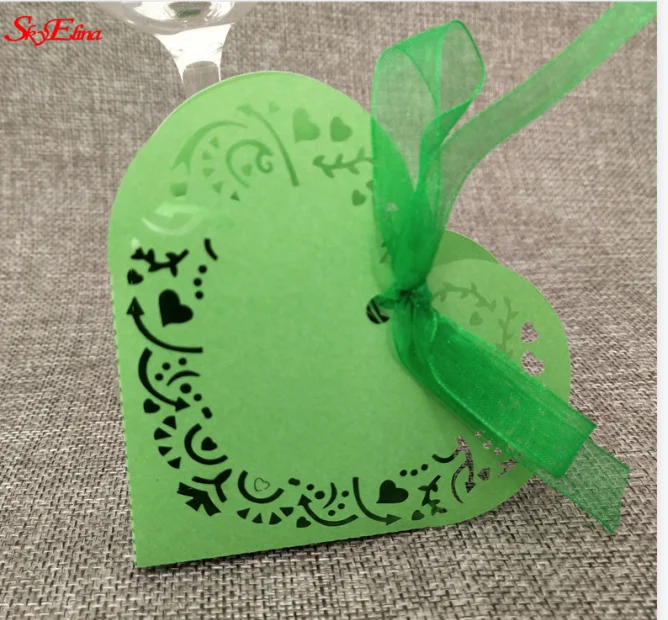 Dark Green 50 шт. подарок в форме сердца коробки детский душ день рождения коробка конфет лазерная резка Подарочная сумка для детей партия коробка для свадебных сувениров 8Z - Цвет: Dark Green