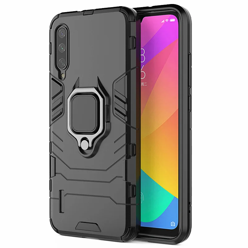 Ring black Xiaomi Mi 9 Lite A3 Lite Гибридный противоударный бронированный автомобильный чехол для телефона с кольцом-подставкой для Mi A3Lite 9 Lite CC9 CC9E чехол-Кобура - Цвет: Ring black