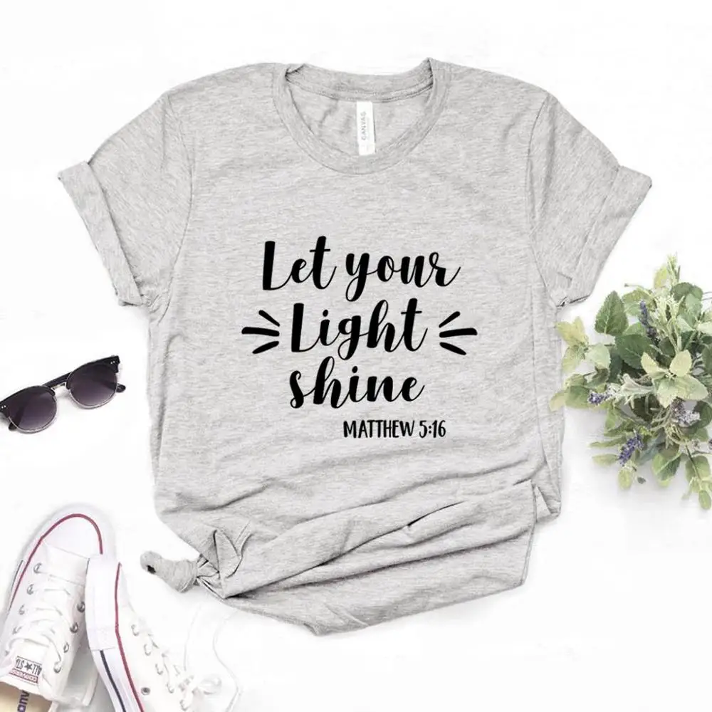 Пусть ваш светильник с блестящим принтом женская футболка хлопковая