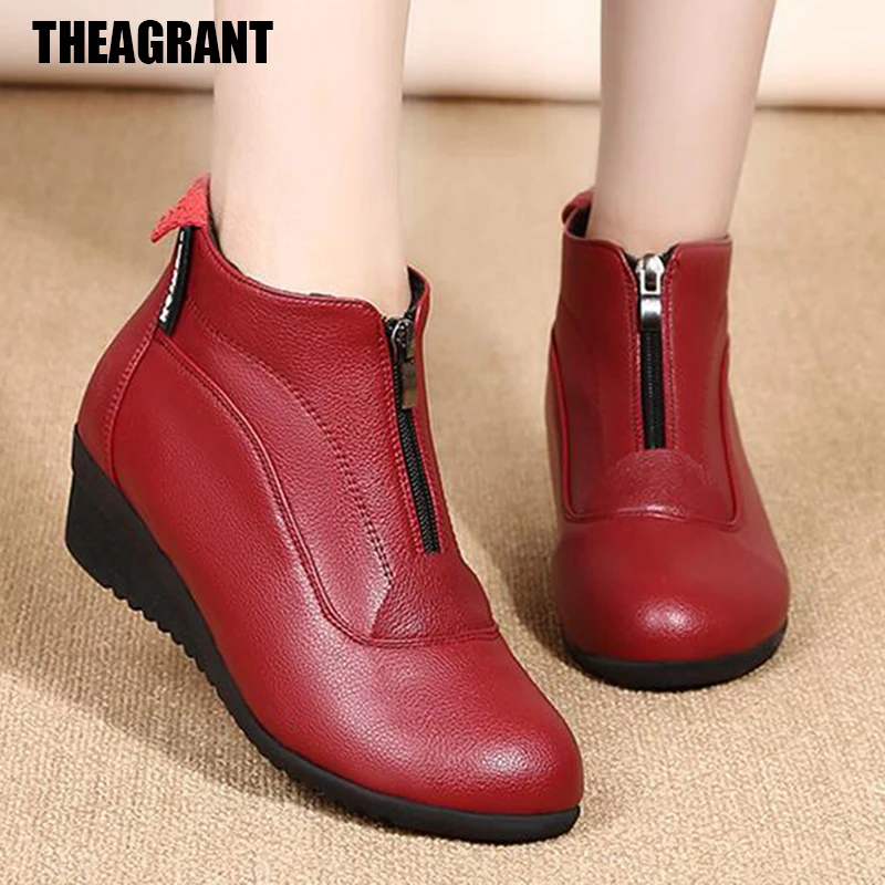 

THEAGARNT/мягкие женские ботинки; Сезон осень-зима; Обувь на танкетке; Женские короткие плюшевые туфли-лодочки на платформе; Ботильоны; Большие р...