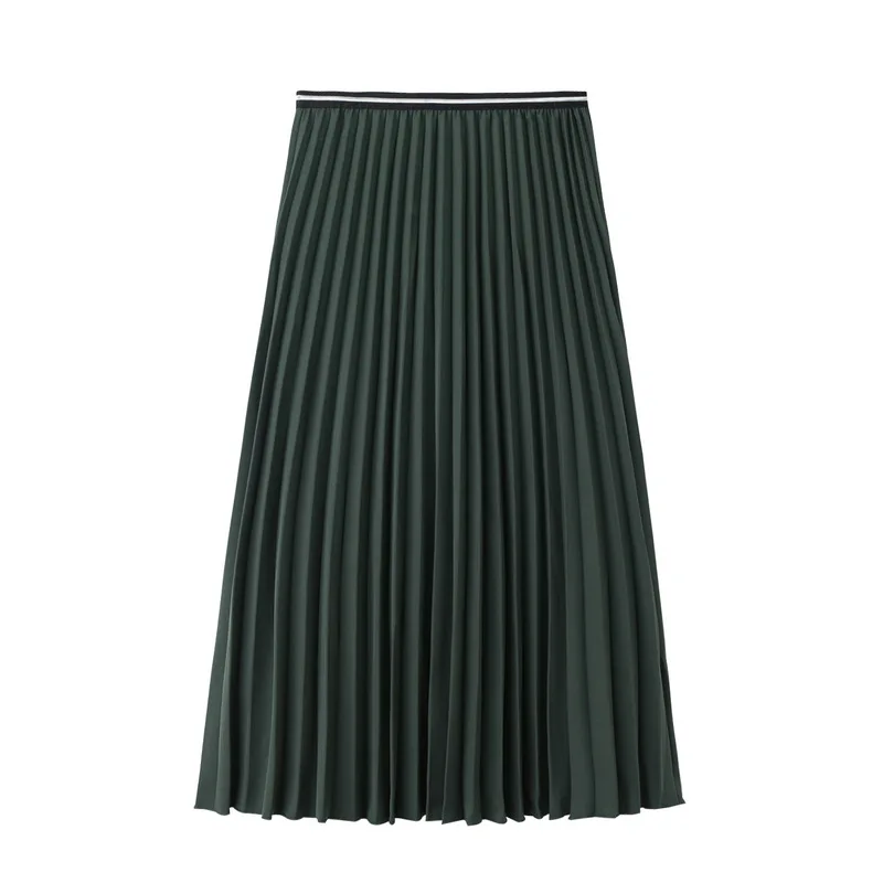 2019 Женская Осенняя плиссированная юбка с высокой талией женские трапециевидные