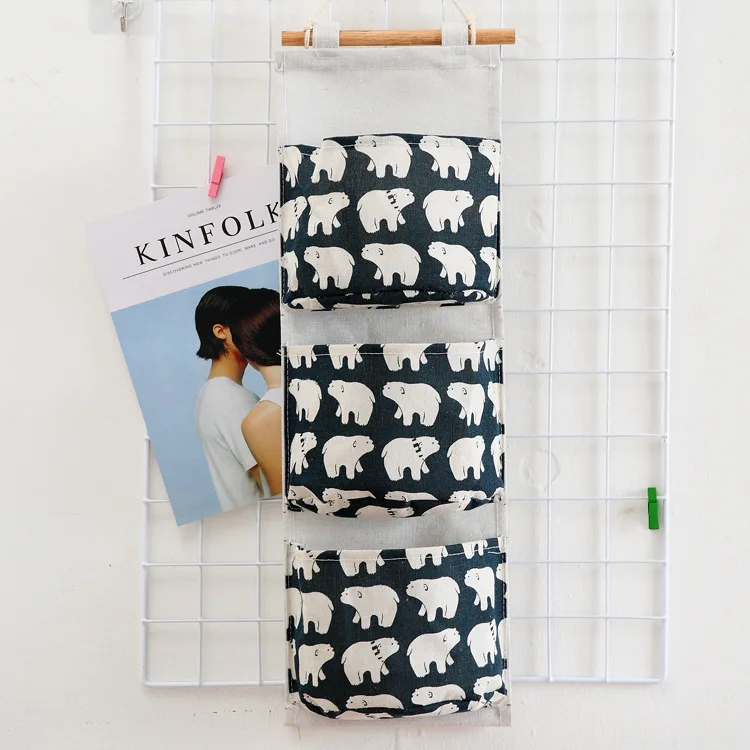 3 кармана медведь животное макияж настенная сумка для хранения Органайзер