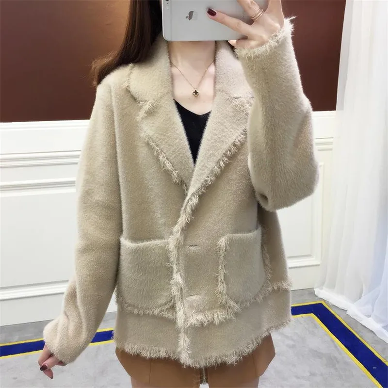 Новинка осени 2019 имитация бархата с кисточками Женский шикарный свободный