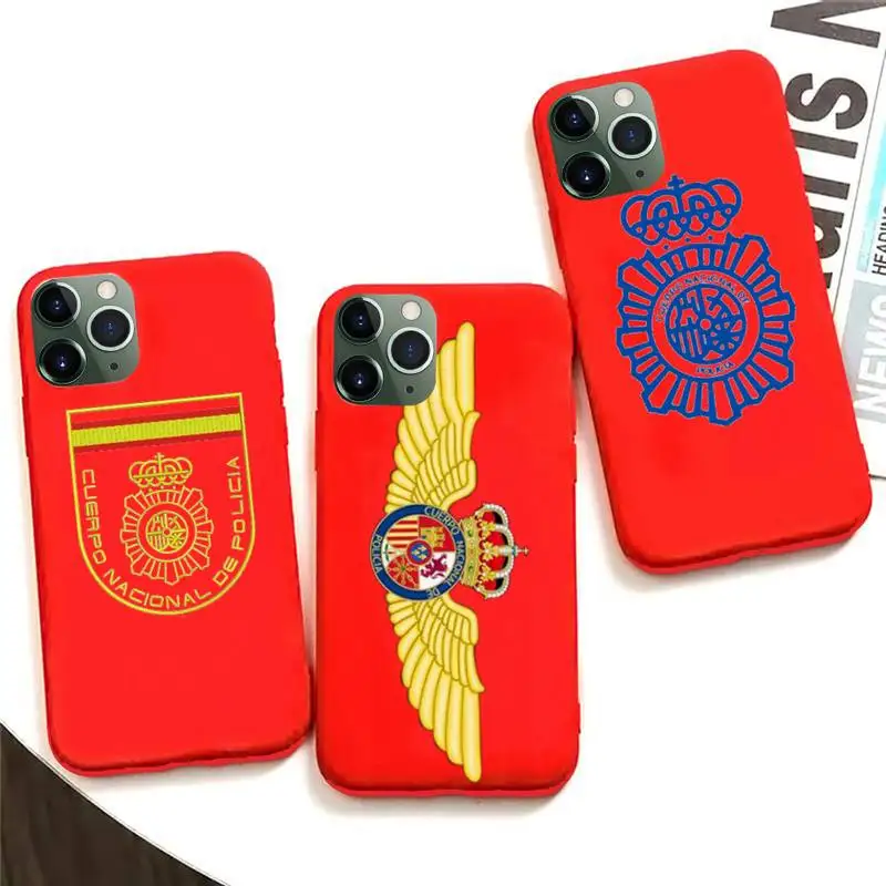 

Spain National Police Logo Phone Case For Iphone 6 6s 7 8 Plus XR X XS XSmax 11 12 Pro Mini Max Candy Red Silicone Cover