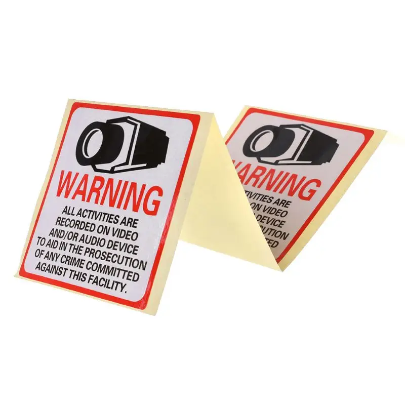 8PCS Warning Stickers SECURITY CAMERA IN USE Self-adhensive Safety Label Signs Decal | Безопасность и защита