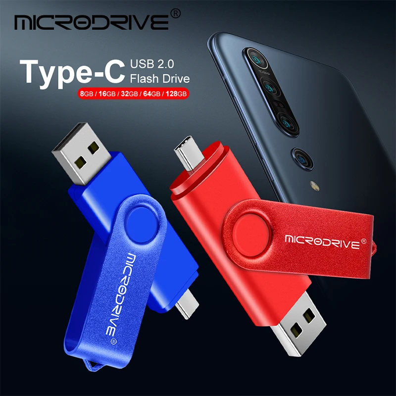 Флеш-накопитель USB Type-C OTG 10 шт./лот Флешка 2 в 1 64 ГБ 32 16 8 128 флэш-карта type-C |