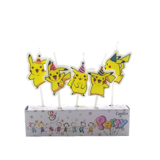 Pikachu 5 шт. свечи Гадкий я Миньон тема Дети день рождения партии поставки юбилей Человек-паук торт украшение свечей - Цвет: Pikachu